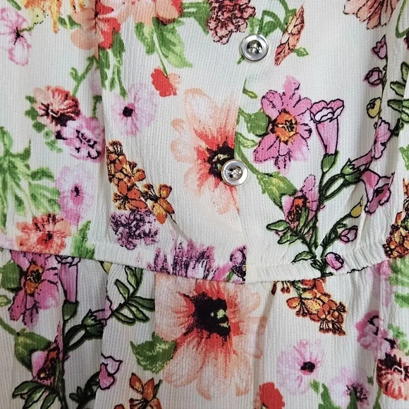 NWT‎ floral open shoulder mini dress with front button detail size large - Picture 3 of 7